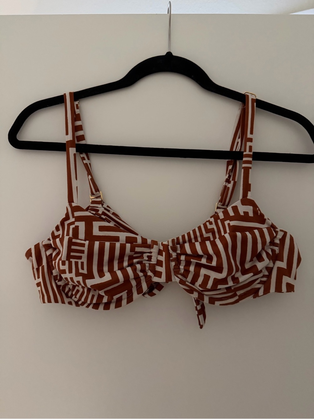 RESA Women's Brown Geometric Tie-back Bralette Top
